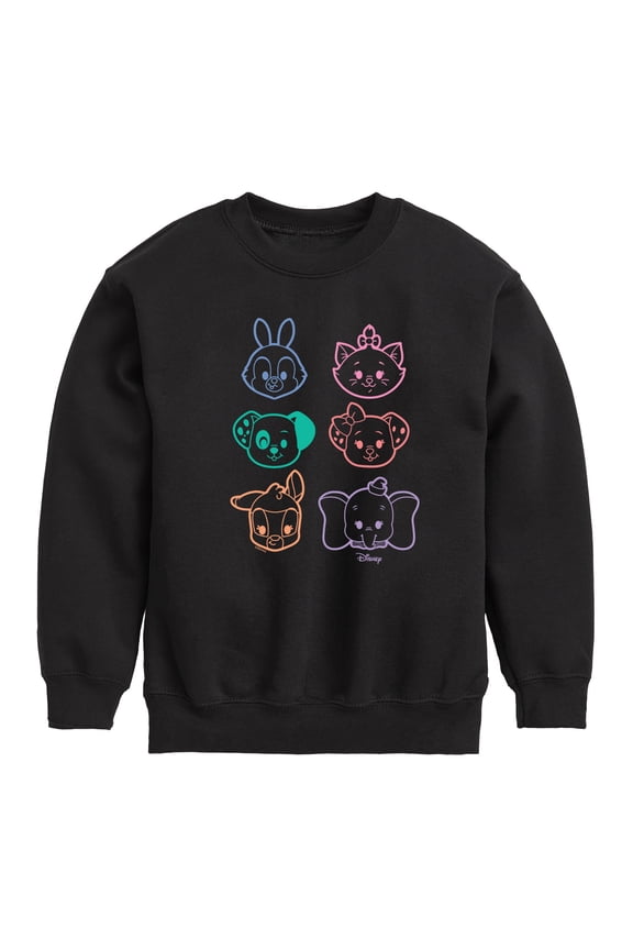 Stacked Outline Faces - Toddler & Youth Crewneck Fleece Sweatshirt