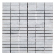 Stacked Pattern Carrara Honed Marble Mosaic Tile