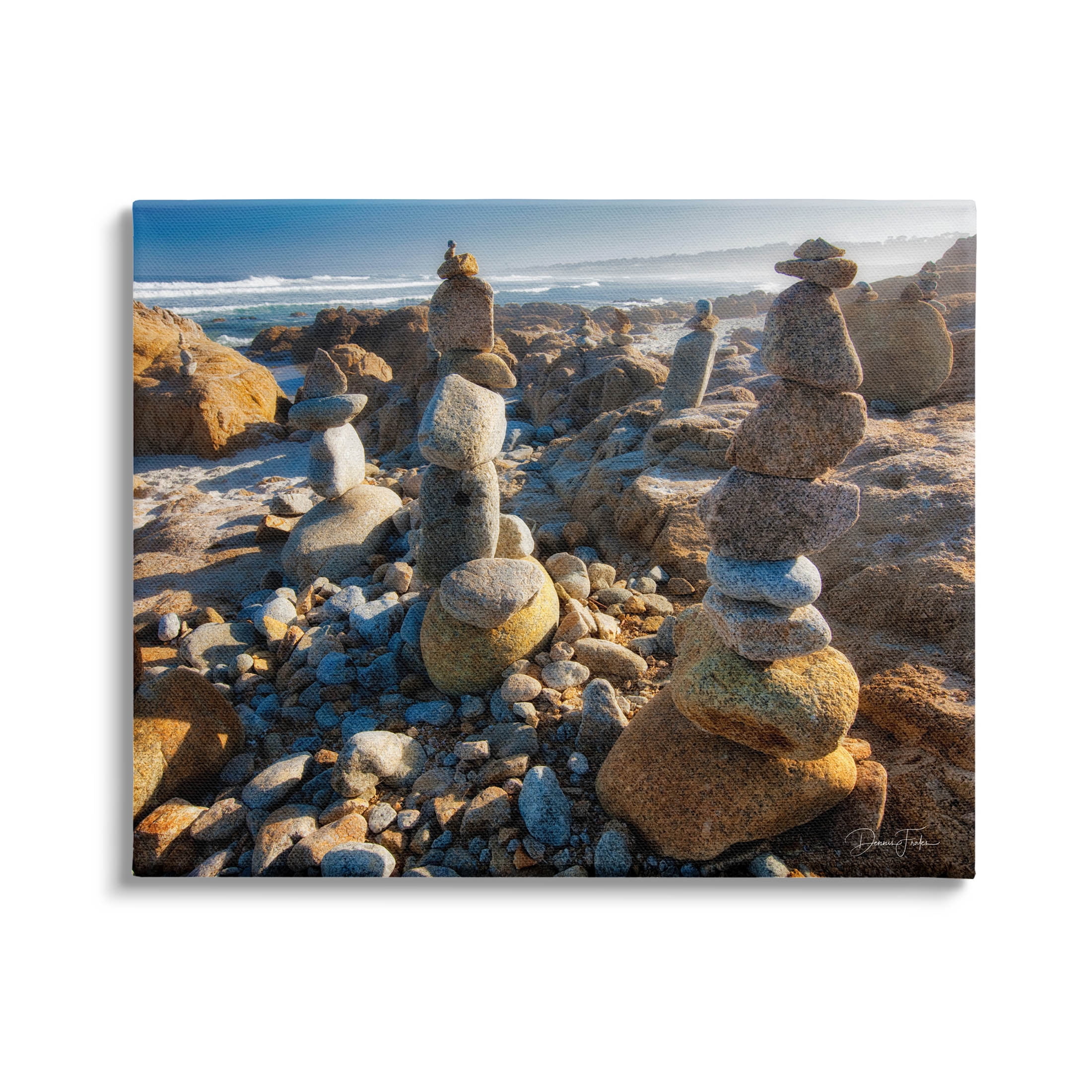 Stacked Pebbles Coastal Rocks Coastal Photograph Gallery Wrapped Canvas Print Wall Art