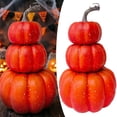 thumbnail image 1 of Stacked Pumpkin Decoration 3 Tier Halloween Gourd Indoor Outdoor Fall Decor Cute Pumpkin Tower for Porch Tabletop Pumpkins Large Fall Pumpkin Thanksgiving Decor 9.45 Inch, 1 of 5