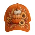 thumbnail image 1 of Stacked Pumpkin Sunflower Baseball Cap Autumn Harvest Wheat Printed Adjustable Peaked Cap For Outdoor Gardening Camping Travel Daily Wear(Orange-55~60cm), 1 of 3
