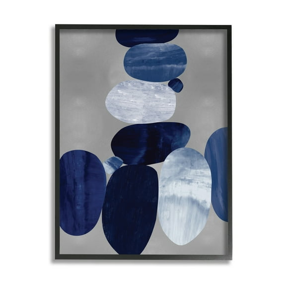Stupell Industries Stacked Blue Rocks Abstract Circular Design,24 x 30,Designed by Justin Thompson
