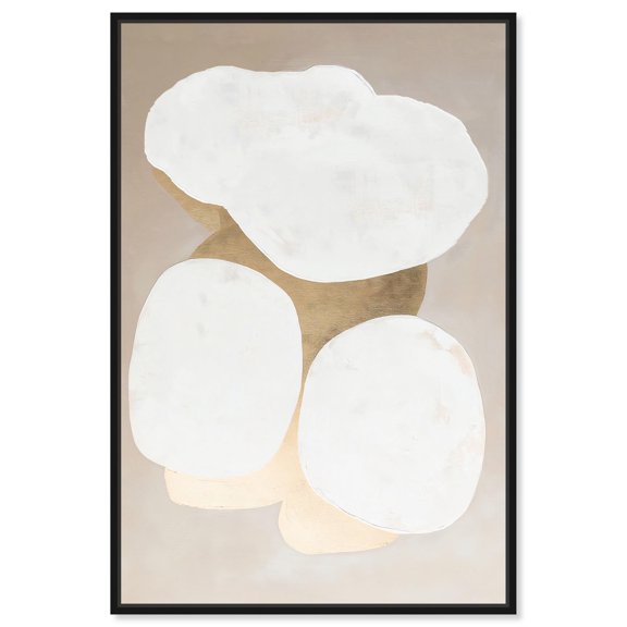 Stacked Stones II Canvas Modern Boho Abstract by Art Remedy, Black Frame, 36 x 54