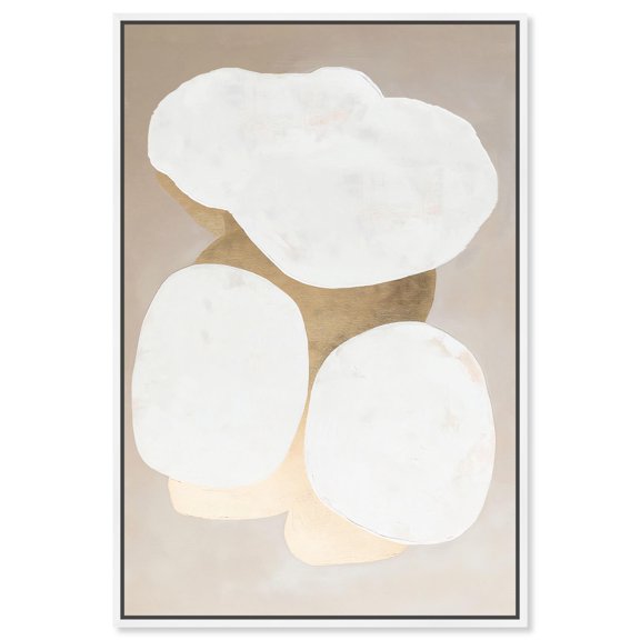 Stacked Stones II Canvas Modern Boho Abstract by Art Remedy, White Frame, 36 x 54