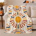 thumbnail image 1 of Stacked Sunburst Circles on Cream, Cheerful Modern Style for Sun Lovers, Geometric Solar Dot Pattern and Birthday Gift, Soft Flannel Blanket for Bedroom and Living Room, Home Decor, 1 of 9