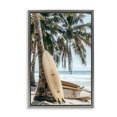 thumbnail image 1 of Stupell Industries Stacked Surfboards & Palm Tree Gray Framed Floater Canvas Wall Art, design by LSR Design Studio, 31 x 21, 1 of 9