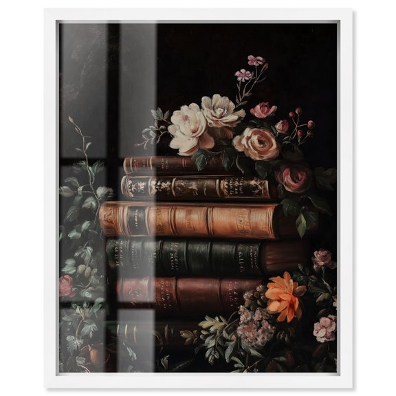 Stacked Wisdom Shadowbox Print Gothic Wall Decor by Art Remedy, White Frame, 20 x 24