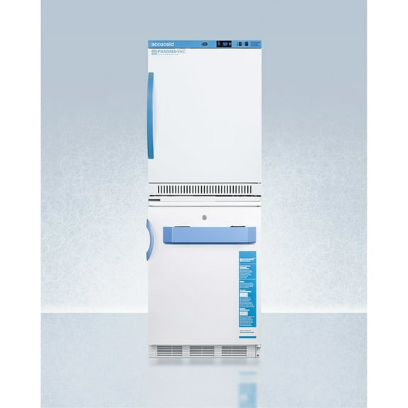 Stacked vaccine refrigerator-freezer combination