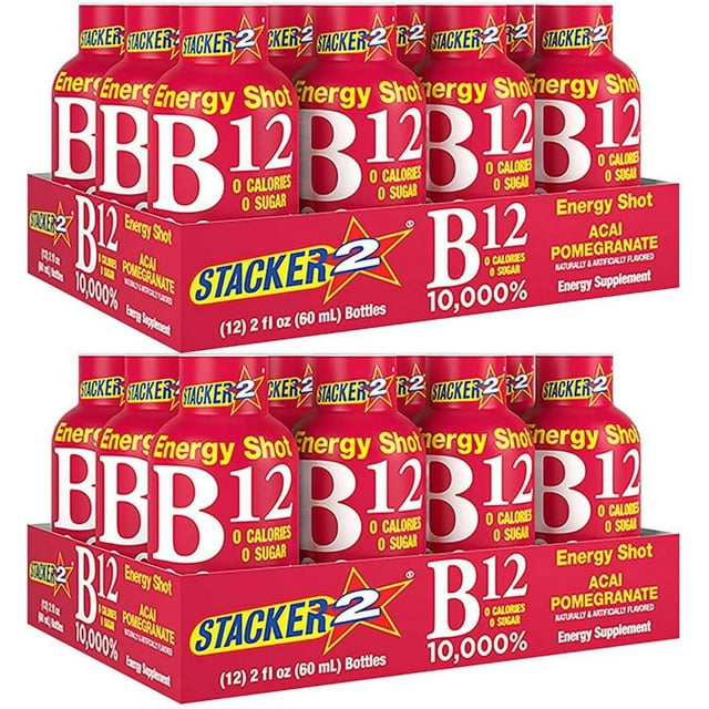 Stacker 2 Vitamin B Complex B12 B6 B3 Liquid Energy Shots Vegansafe