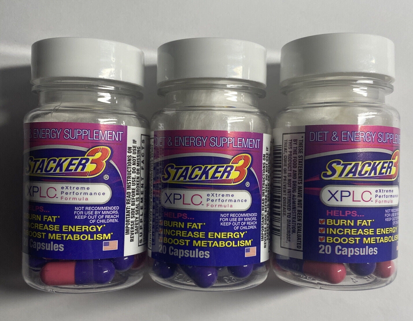 Stacker 3 XPLC Bottles Dietary Supplement Weight Loss 3 Pack