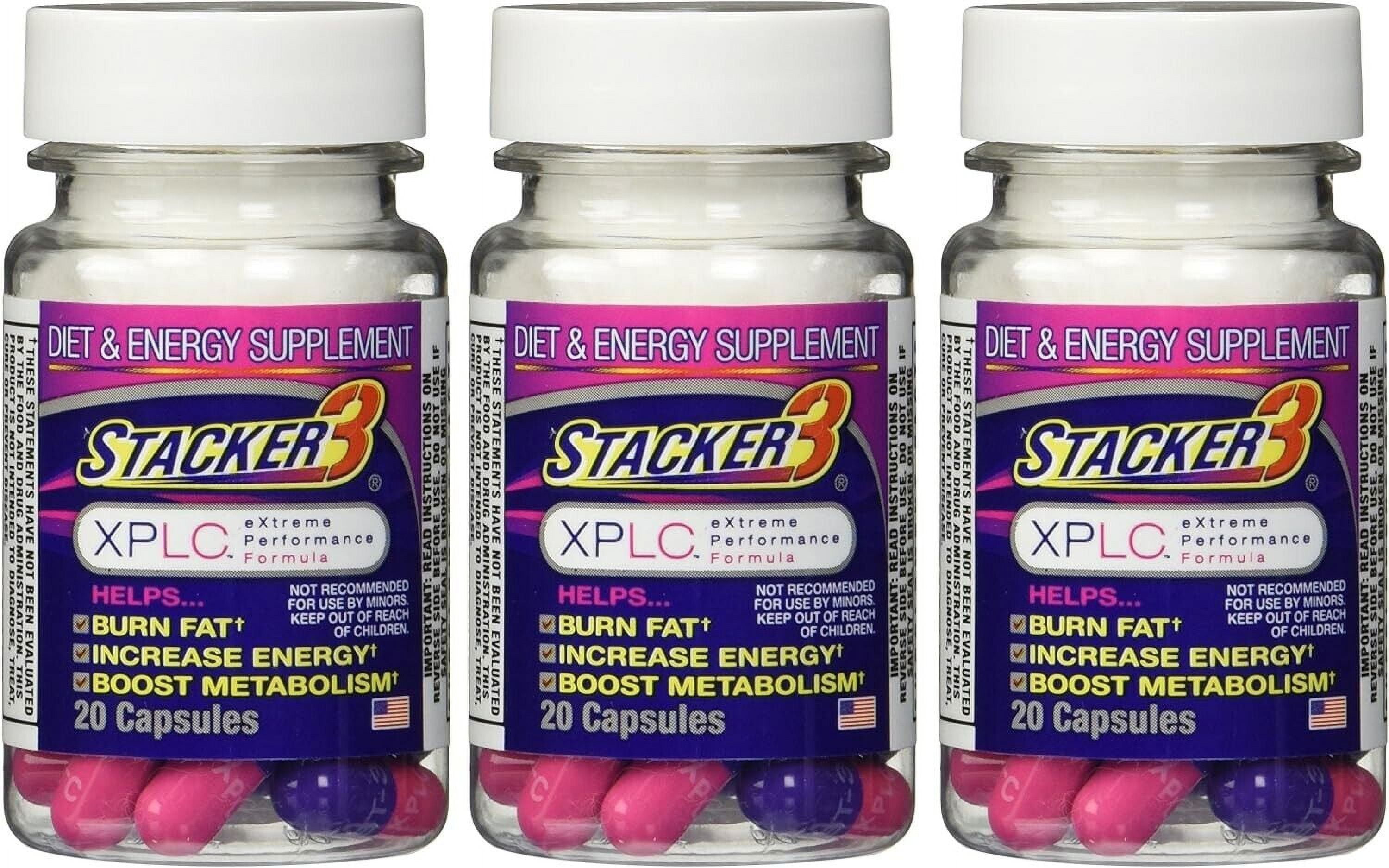 Stacker 3 XPLC Dietary Supplement Weight Loss 20 Capsules (Pack of 3