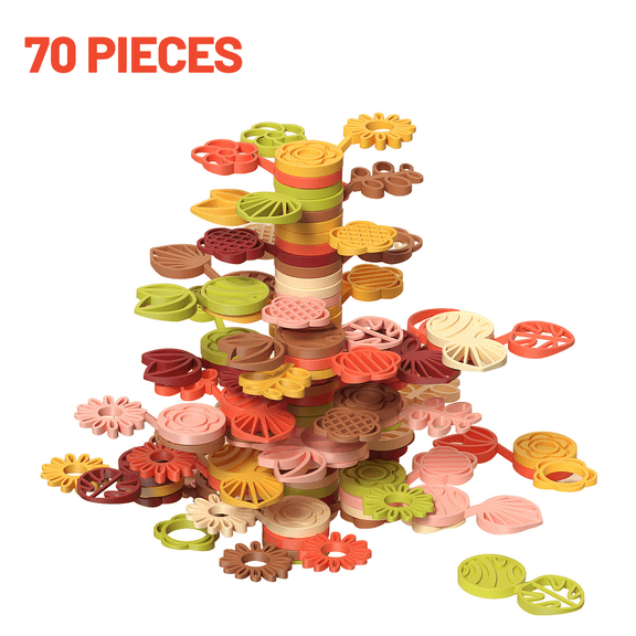 Stacking Balance Game Building Blocks for Kids, Tower Stack Balance Tree for Boys Girls Ages 3-8 Desktop Game Party Gifts-70Pieces