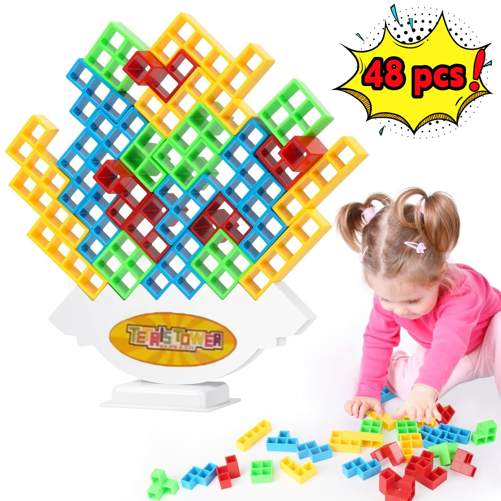 Board Games For Kids & Adults Tetra Tower Balance Stacking Toys Building  Blocks Perfect For Family Games,Parties,Travel