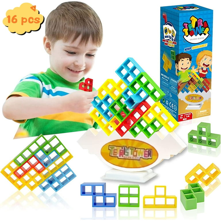 Tetra Tower Balancing Stacking Toys,Board Games for Kids & Adults,Tetris  Balance Game Building Blocks,Perfect for Family Games, Parties, Travel 