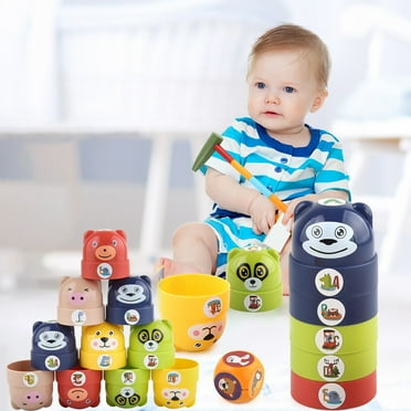 Stacking Blocks Toddler Toys Toy Trucks For Toddlers 1-3 Game Baby Toys Plastic Block Little People Toys Tower Building Blocks Kids Fidget Toy Toys For Boys Education
