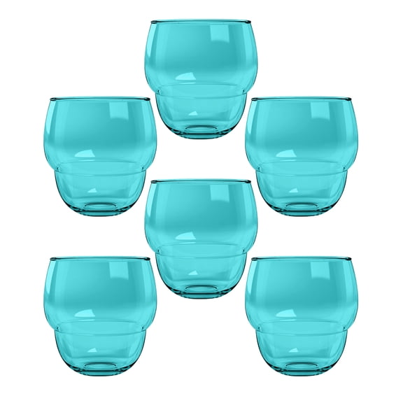 Stacking Bubble Acrylic Drinking Glass - Teal - 14 oz - Set of 6