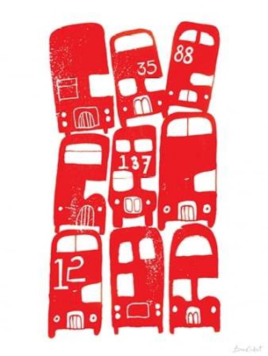 Stacking Buses Canvas Art - BiroRobot (18 x 24)