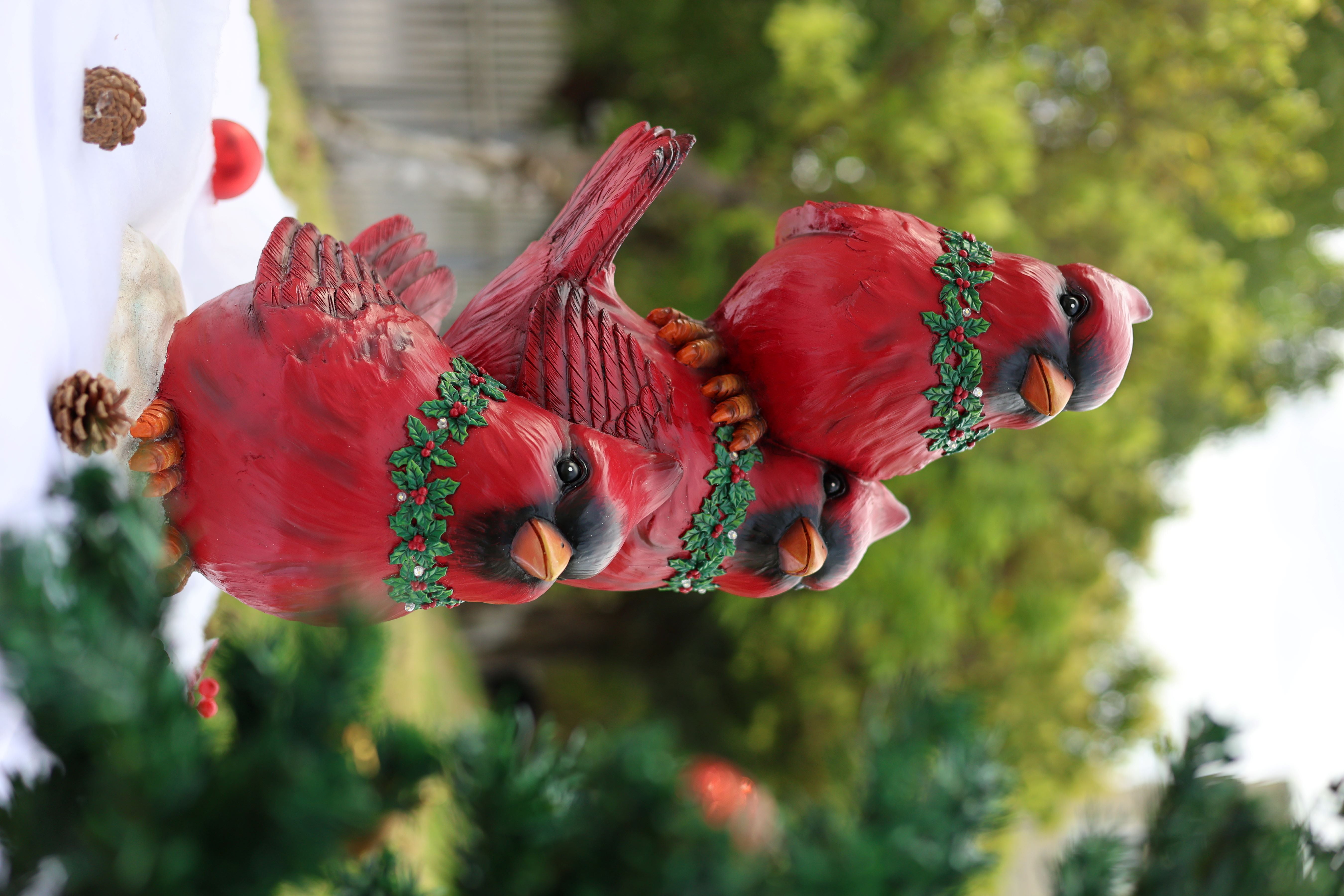 Hi-Line Gift Ltd 85187-E Stacking Cardinals Christmas Decor with LED Lights Battery Operated Indoor Use Only