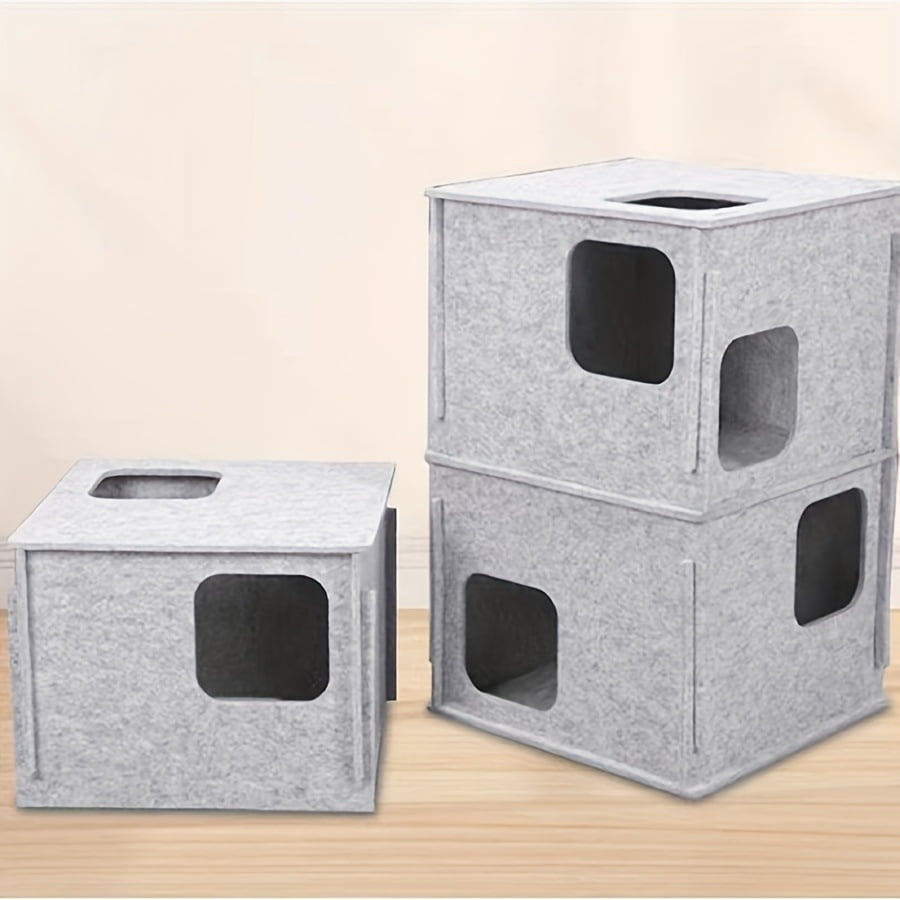 Stacking Cat Maze Cat Tunnel Cat Nest Toy Climbing Frame Peek-a-boo Drill Hole Felt Cat Scratch Board Puzzle Game
