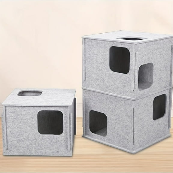 Stacking Cat Maze Cat Tunnel Cat Nest Toy Climbing Frame Peek-a-boo Drill Hole Felt Cat Scratch Board Puzzle Game