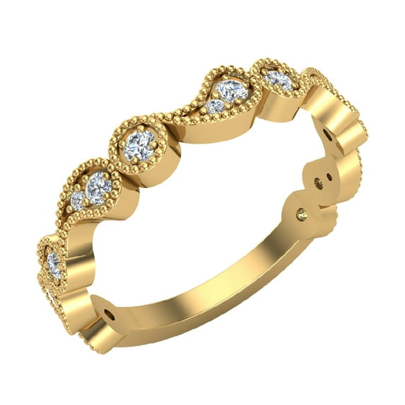 Stacking Circles Paisley Designer Ring Milgrain Round Diamond Wedding Band 0.28 CTW 14K Gold