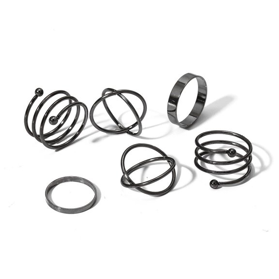 Stacking Combination Knuckle Ring Set - Alloy Geometric & U-Shaped Rings, Electroplated, Unisex (Set of 4/6/8/10)