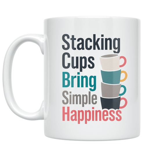 Stacking Cups Bring Simple Happiness - Minimalist Design Lover - 11 oz Ceramic Coffee Mug