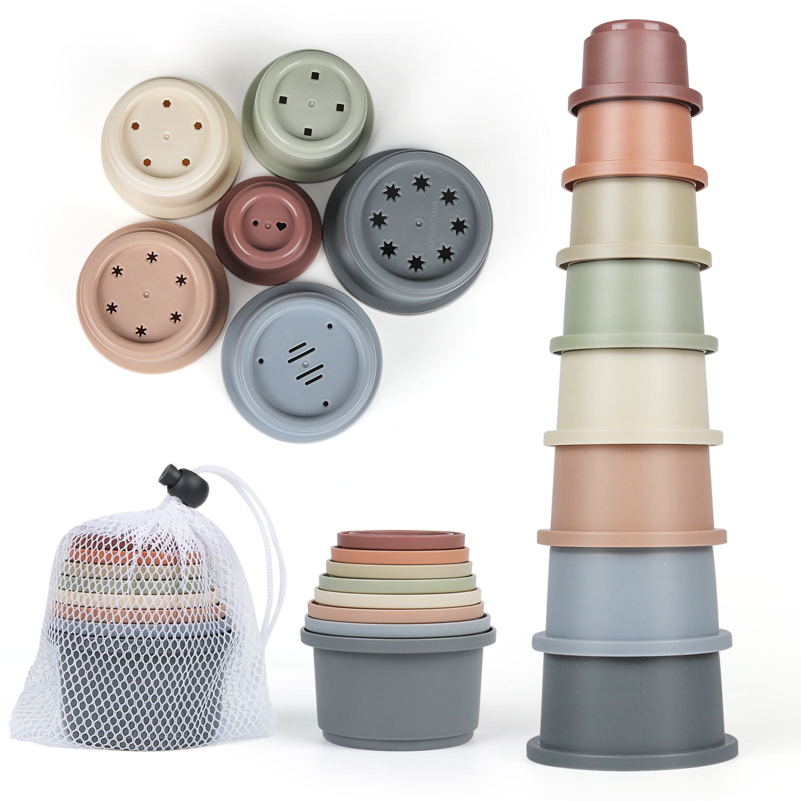 Stacking Cups for Rabbits, 8PCS Stackable Bunny Toys, Plastic Pet Nesting Snack Cup, Chinchilla, Guinea Pig and Parrot Enrichment Toys for Hiding Food and Playing