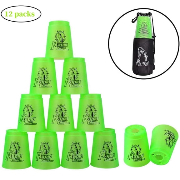 Stacking Cups Stack Speed Training Game Toys for Boys Girls Kids Toddlers Green Plastic DEWEL ?