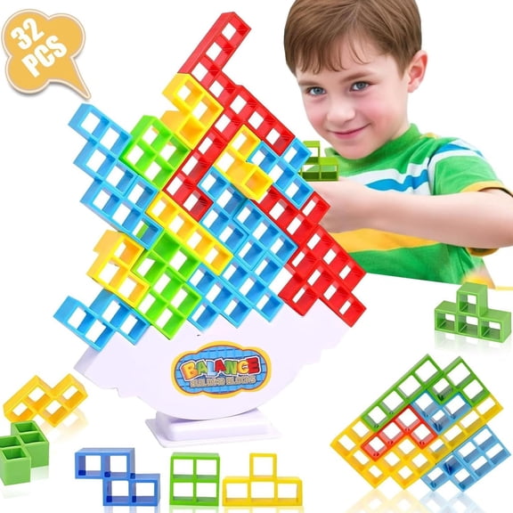Stacking Game Balance Stacking Blocks Game, Board Games for 2 Players+ Fun Christmas Games for Families and Stocking Gifts (32PCS)