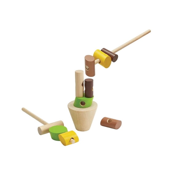 PlanToys Stacking Logs Wooden Balancing & Construction Toy for Kids Ages 3+ | Montessori Educational Game that Builds Coordination, Fine Motor Skills & Problem-Solving | Eco-Friendly Toy