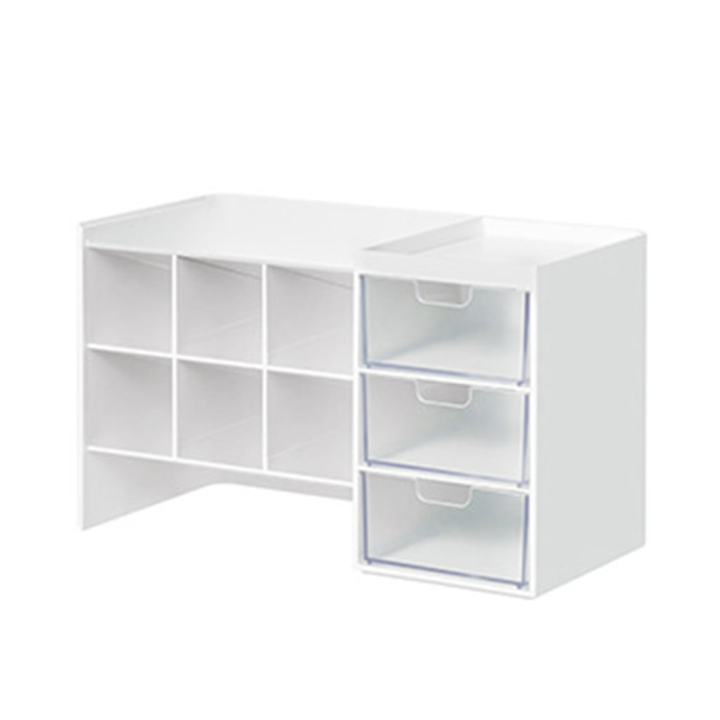 Stacking Marker Organizer 6-grid Inclined Pen Slots Large Capacity Desk Marker Organizer Storage Holder with 3 Drawers