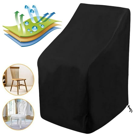 Stacking Outdoor Chair Cover Waterproof, Outdoor Patio Furniture Covers Stacked Chairs, Lounge Chair Covers Outdoor Stack Chairs for All Weather Protection, Black, 25"L x 25"W x 47”H