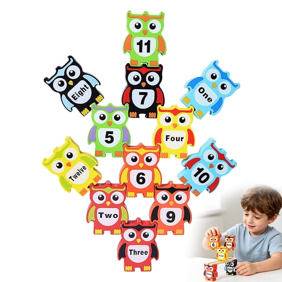 Stacking Owls Wooden Balancing Acrobat Set, Kid-Powered Learning STEM Toy, Early Childhood Development for Ages 3 Years and Up
