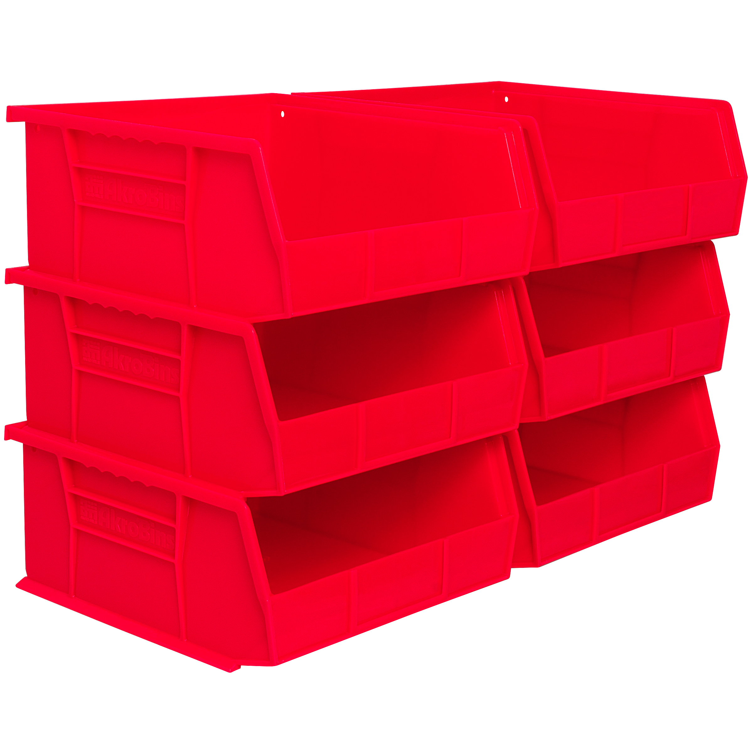 Stacking Plastic Storage Bin Container Set of 6 Akro-Mils 30235 AkroBins, Red - image 1 of 12