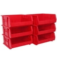 thumbnail image 1 of Stacking Plastic Storage Bin Container Set of 6 Akro-Mils 30250 AkroBins, Red, 1 of 11