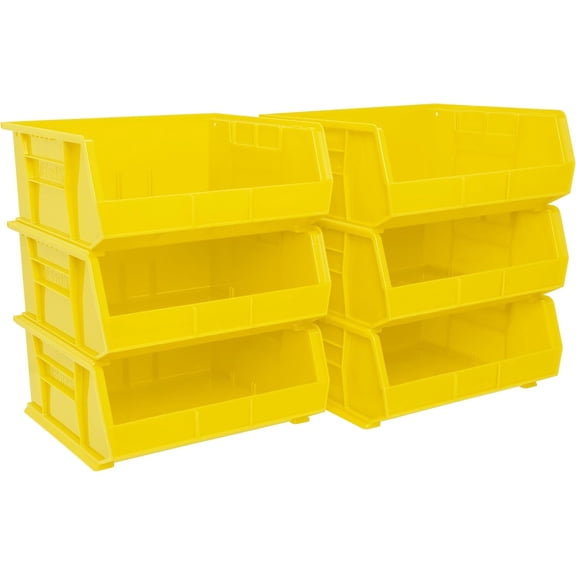 Akro-Mils 30250 AkroBins Plastic Storage Bins, Space-Saving Stackable Bins for Garage, Pantry, Craft Organization, 15-Inch x 16-Inch x 7-Inch, Yellow, 6-Pack