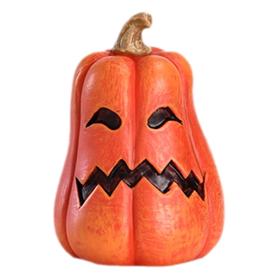 Stacking Pumpkin Resin Figurine - Smirking Pumpkin - Orange-Red - Cute Handmade Halloween Decor for Home, Car, or Desktop