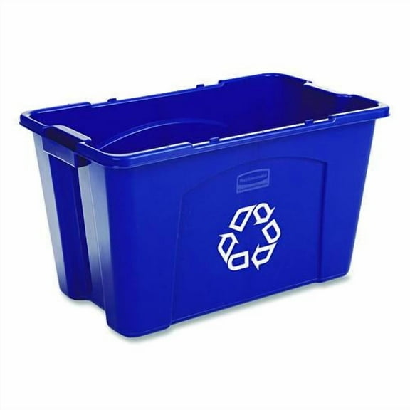 Stacking Recycle Bin, 18 gal, Polyethylene, Blue | Bundle of 2