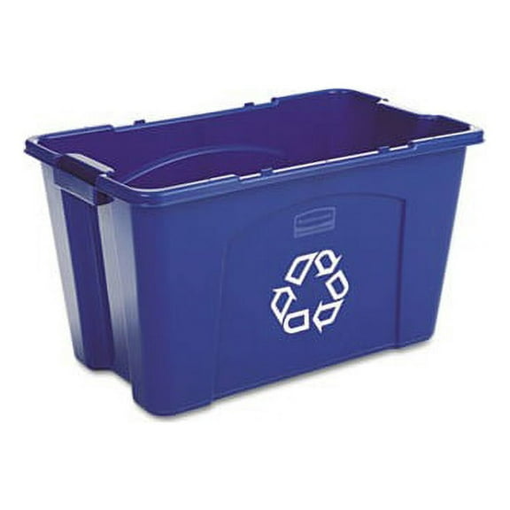 Stacking Recycle Bin Rectangular, Polyethylene, 18 gal, Blue
