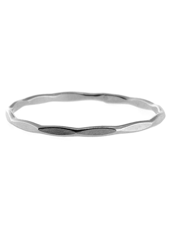 Sterling Silver 1.2mm Faceted Hammered Stackable Ring Size 9 Handmade