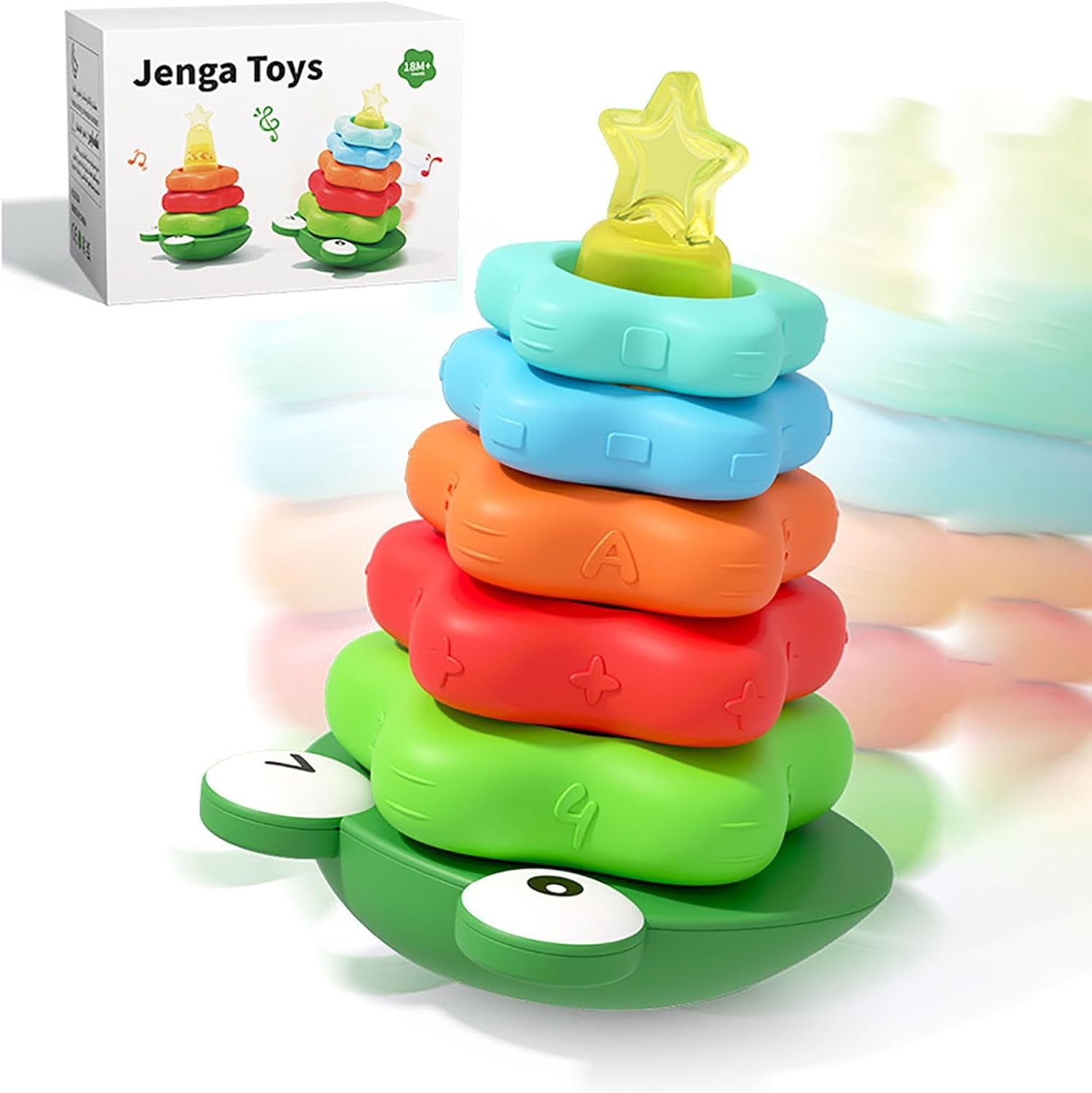 Stacking Rings Baby Toy - 3 in 1 Stacking Toys - with Frog Tumbler Base ...