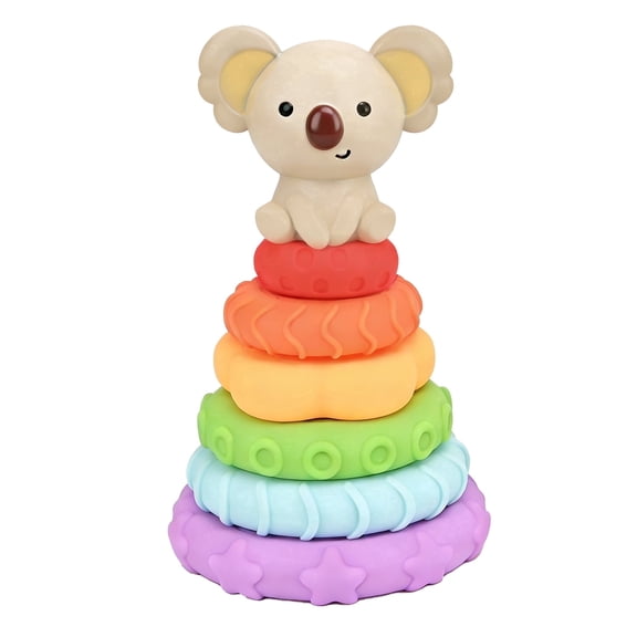 Stacking Rings Toy, 7 pcs, Vinyl Stacking Toys, Stacking Rings, Baby Stacking Toys, Stacking Ring Baby Toy Koala for Kids 6M+, Model Number YL8203A