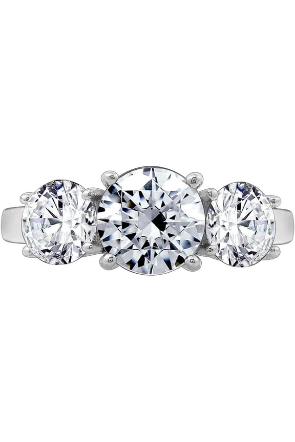 Stacking Round Cut Ring Wedding Three Stone Diamond Ring Set Plated White Gold Engagement Ring Special Birthday Gift For Sister