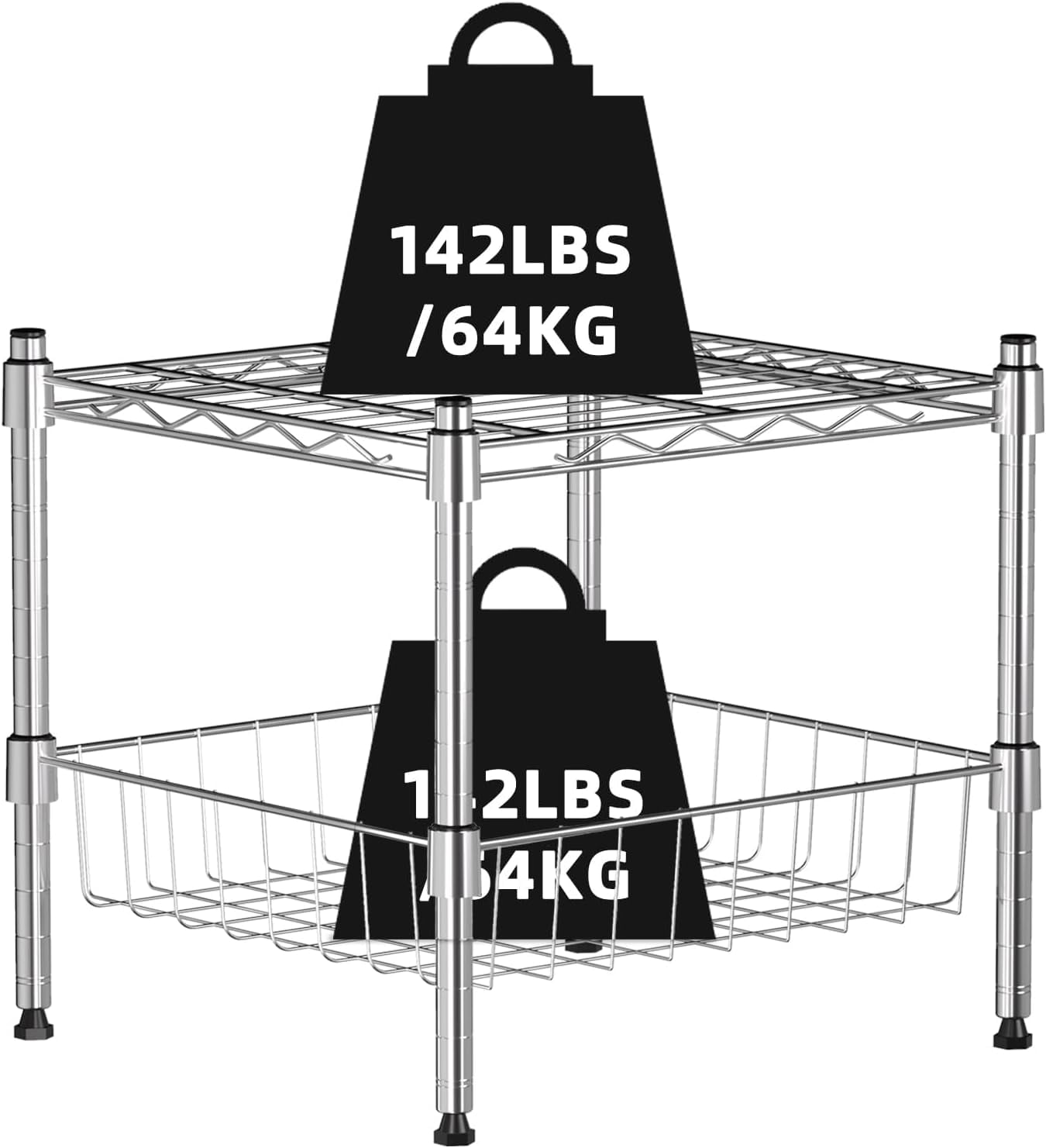 Stacking Shelf Adjustable, Stackable & Expandable, Heavy Duty Storage