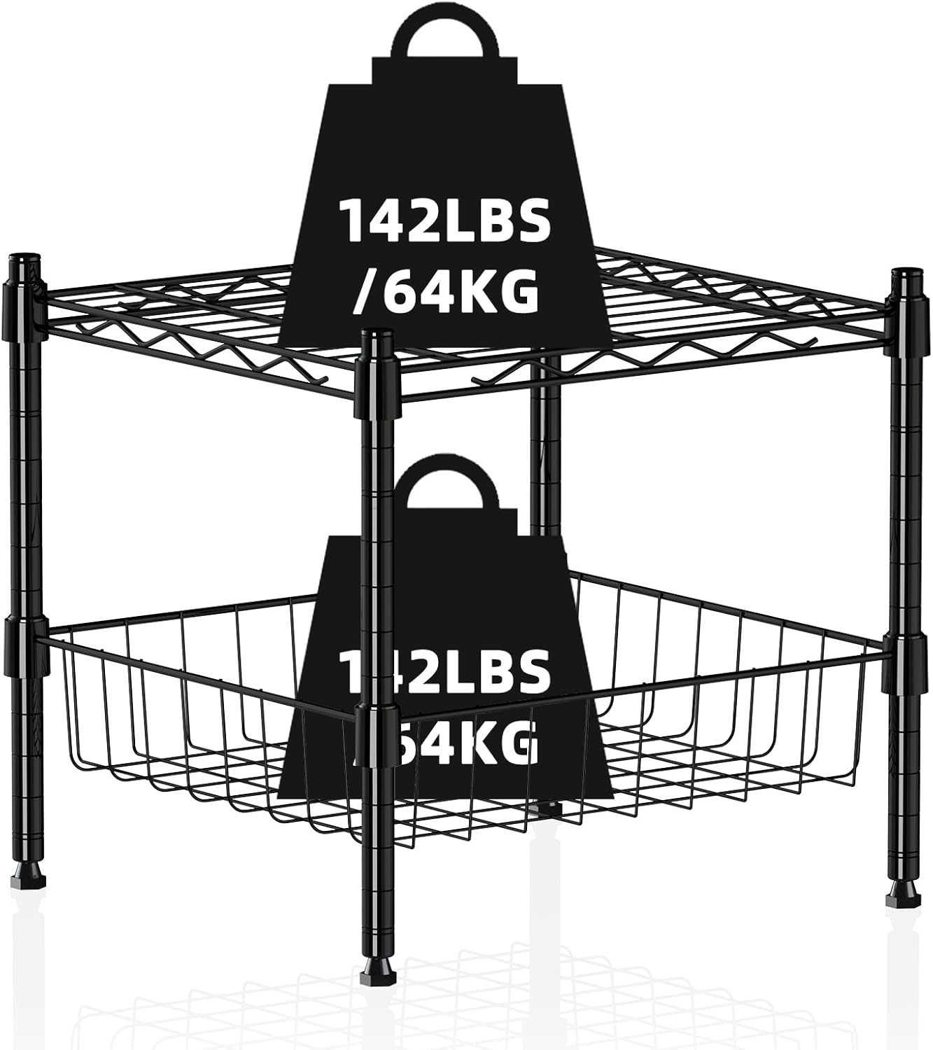Stacking Shelf Adjustable, Stackable & Expandable, Heavy Duty Storage
