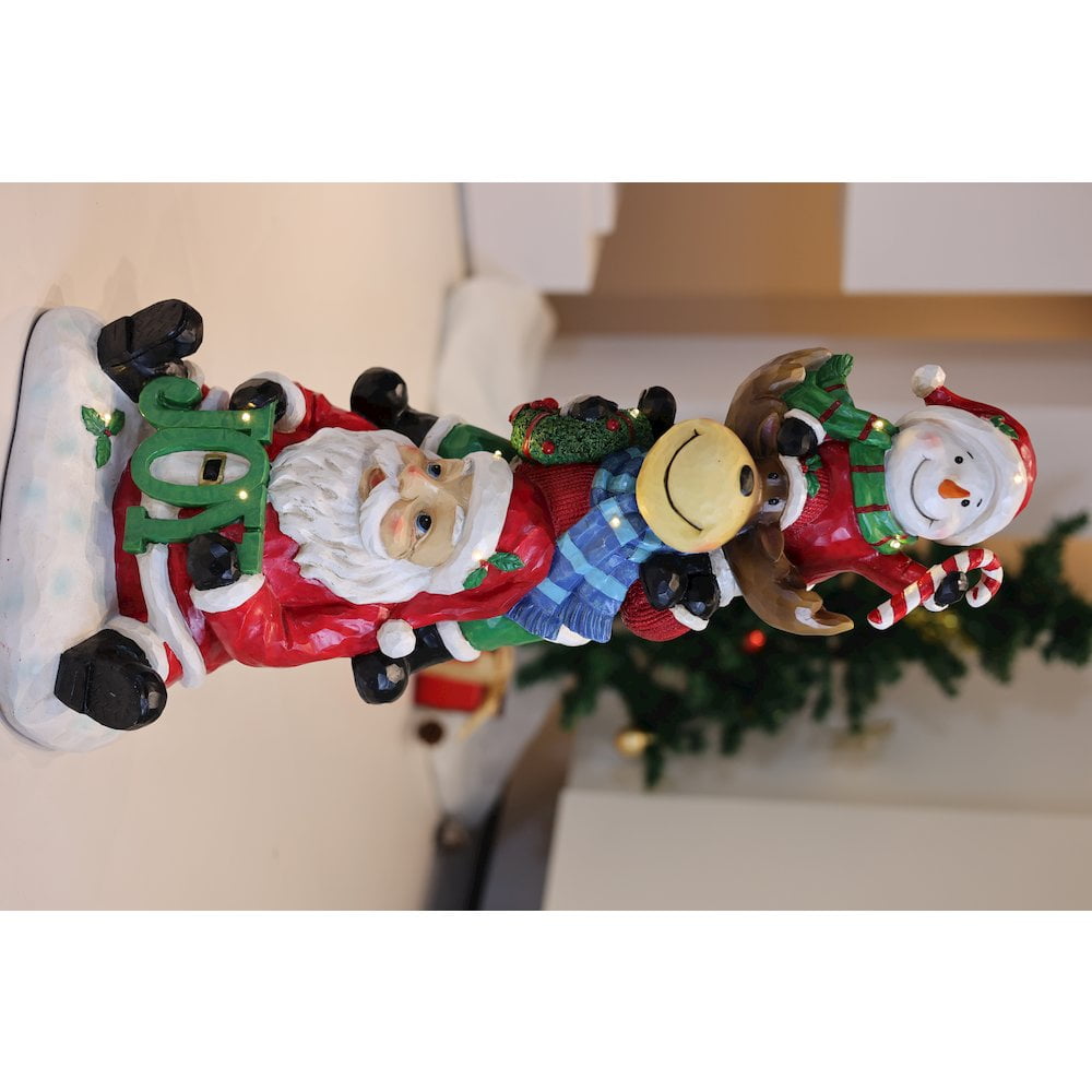 Hi-Line Gift Ltd. Snowman Elk Santa Christmas Decoration with LED Lights Battery Operated