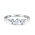 thumbnail image 1 of Stacking Three Stone Pear Fashionable Cubic Zirconia Ring Band 925 Sterling Silver Size 4, 1 of 7
