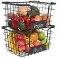 Stacking Wire Market Baskets with Chalk Label Set of 2 Fruit