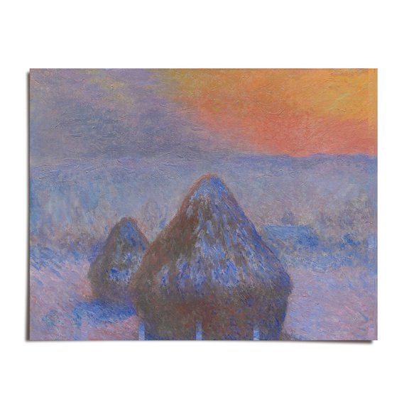 Stacks of Wheat Sunset Snow Effect - Claude Monet - 8x12 - Wall Art Print - UNFRAMED